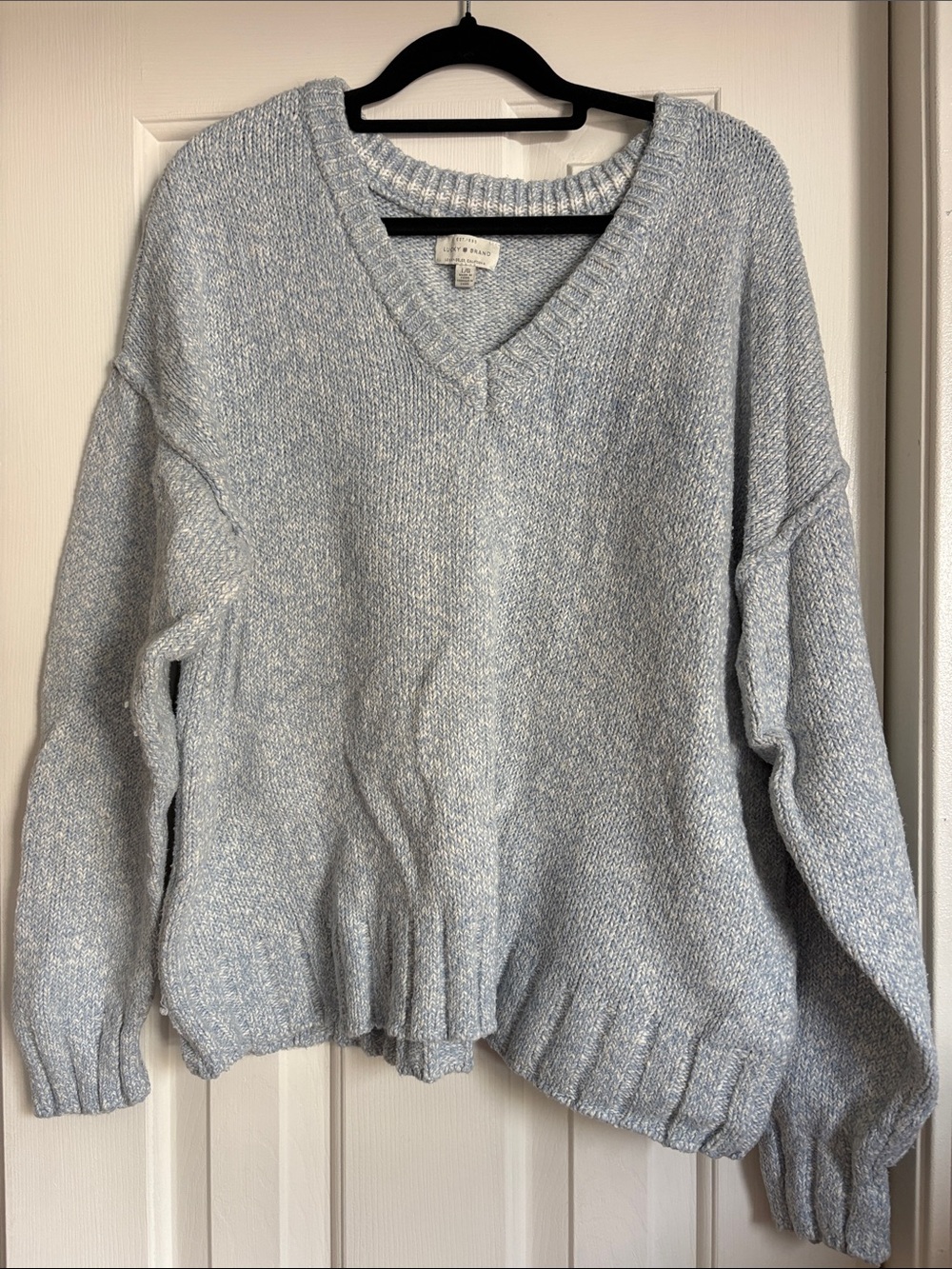 Lucky Brand Heathered Light Blue V-Neck Sweater